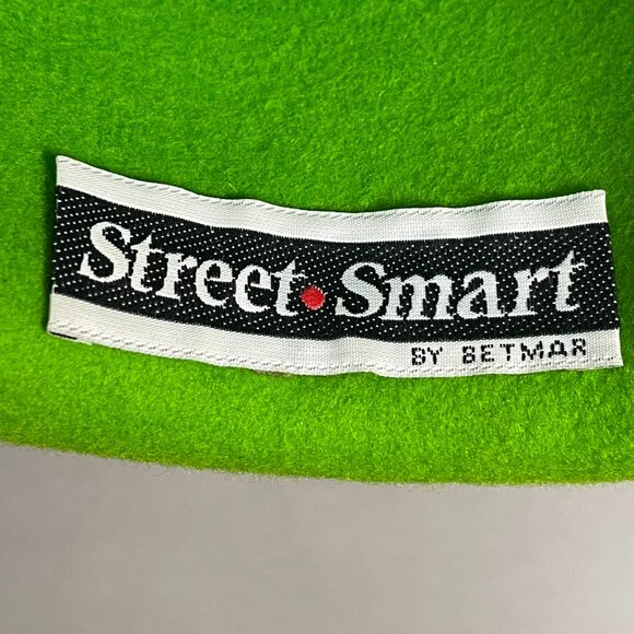 Vintage Felt Wool Hat Women Bright Green Black Velvet Brim Halloween Costume - Picture 14 of 14